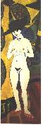 Ernst Ludwig Kirchner Female nude with black hat oil